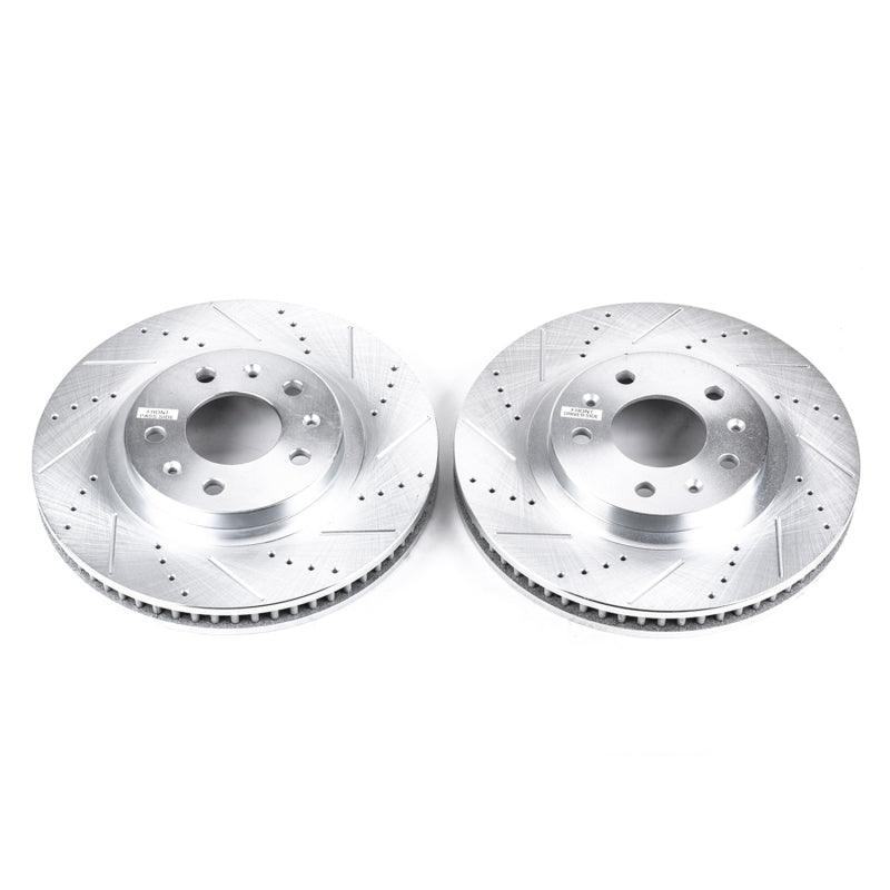 Power Stop 03-07 Cadillac CTS Front Evolution Drilled & Slotted Rotors - Pair Brake Rotors - Slot & Drilled PowerStop