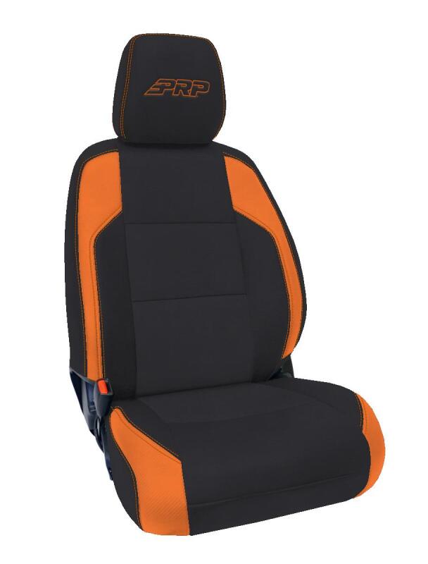 PRP 6-23 Toyota Tacoma Front Seat Covers (Pair) - Black/Orange Seat Covers PRP Seats