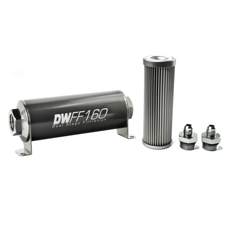 DeatschWerks Stainless Steel 6AN 10 Micron Universal Inline Fuel Filter Housing Kit (160mm) Fuel Filters DeatschWerks