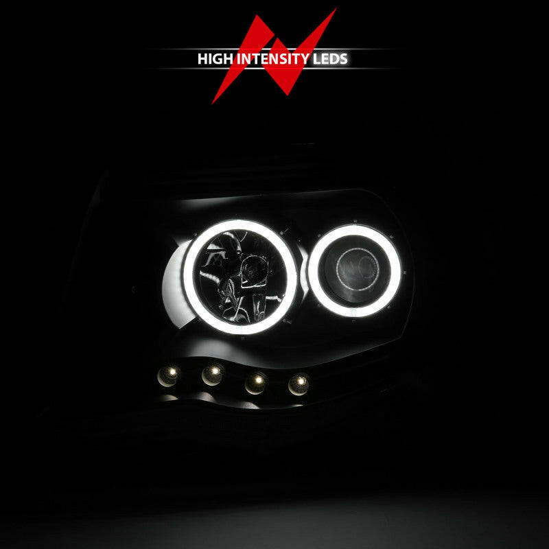 ANZO 2005-2011 Toyota Tacoma Projector Headlights w/ Halo Black Headlights ANZO