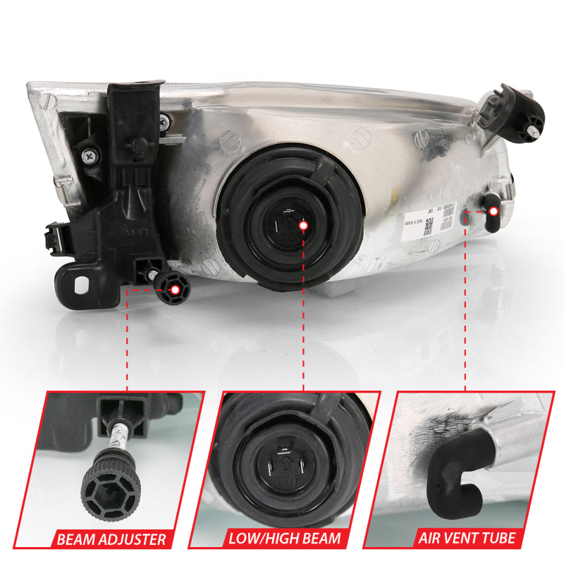 ANZO 1997-1999 Toyota Camry Crystal Headlight Chrome Amber(OE) Headlights ANZO