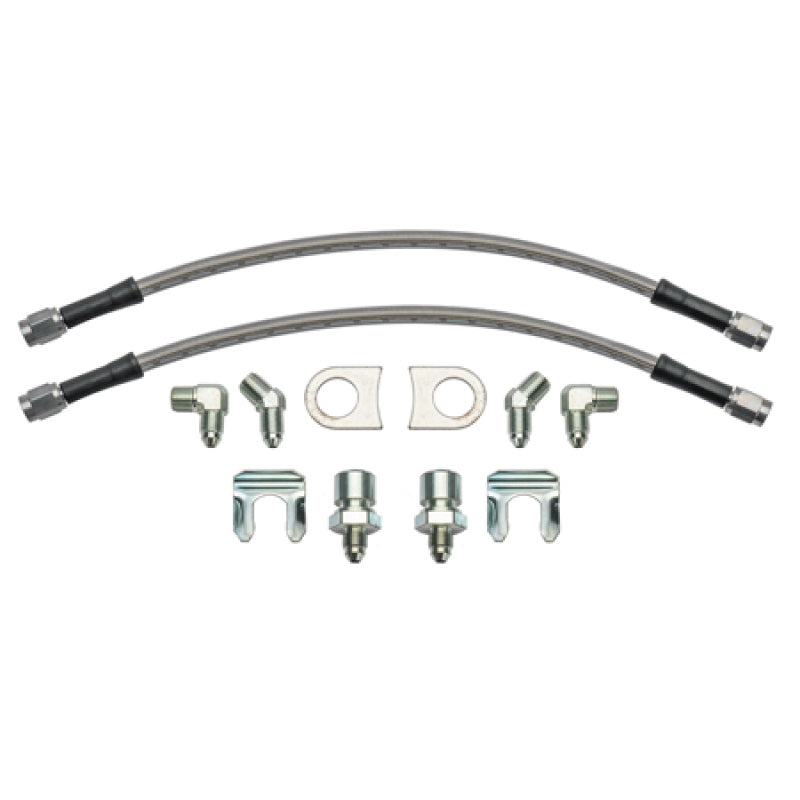 Wilwood 12in Length -3 to 3/8-24 IF 1/8-27 NPT 90 Degree Flexline Kit w/ Weld-On Bracket Tabs Brake Line Kits Wilwood