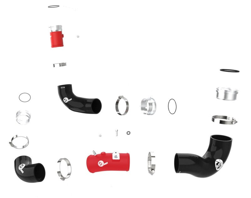 aFe BladeRunner 22-23 Kia Stinger L4-2.5L (t) Aluminum Hot and Cold Charge Pipe Kit - Red Intercoolers aFe