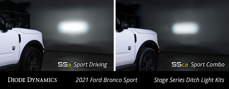 Diode Dynamics 2021 Ford Bronco Sport SS3 LED Ditch Light Kit - Pro White Combo Light Accessories and Wiring Diode Dynamics