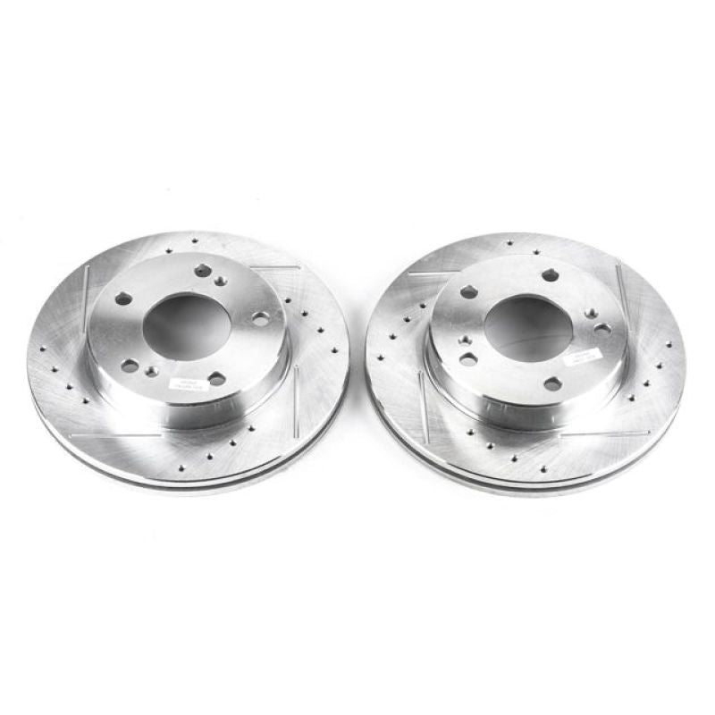 Power Stop 94-96 Nissan 240SX Front Evolution Drilled & Slotted Rotors - Pair Brake Rotors - Slot & Drilled PowerStop