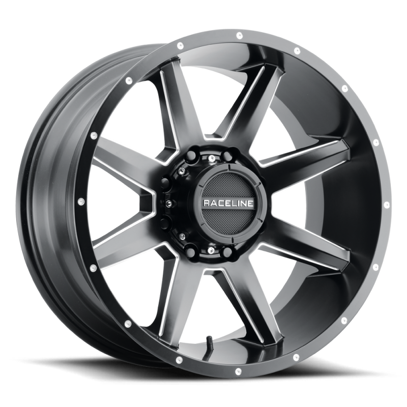Raceline 954M Stryker 22x12in / 6x139.7 BP / -44mm Offset / 106.1mm Bore- Satin Black & Milled Wheel Wheels - Cast Raceline