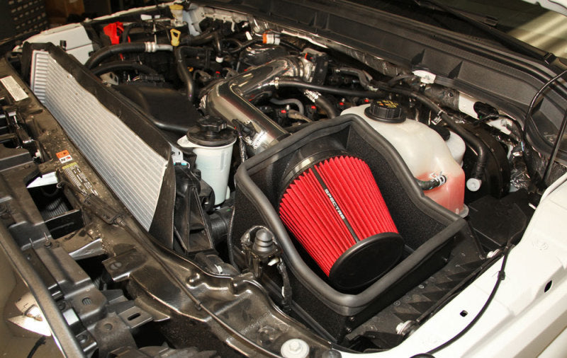 Spectre 11-14 Ford F250/350 V8-6.2L F/I Air Intake Kit - Polished w/Red Filter Cold Air Intakes Spectre