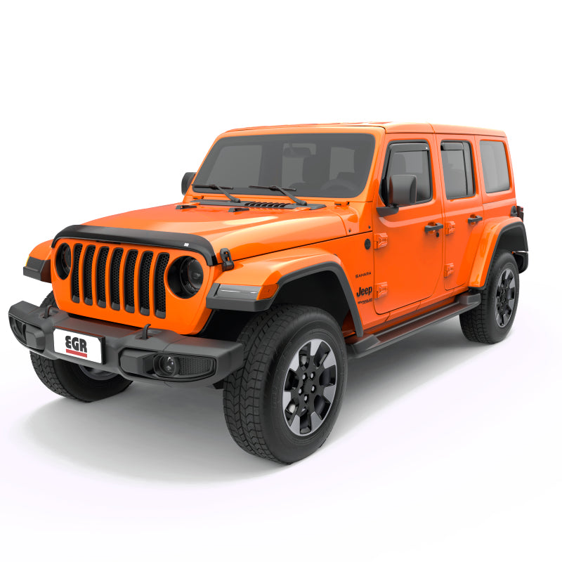 EGR 2018 jeep Wrangler JL SlimLine In-Channel WindowVisors Set of 4 - Dark Smoke Wind Deflectors EGR