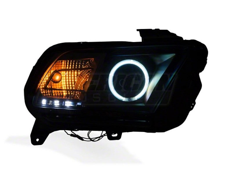 Raxiom 13-14 Ford Mustang w/ Factory HIDLED Halo Projector Headlights- Black Housing (Smoked Lens) Headlights Raxiom