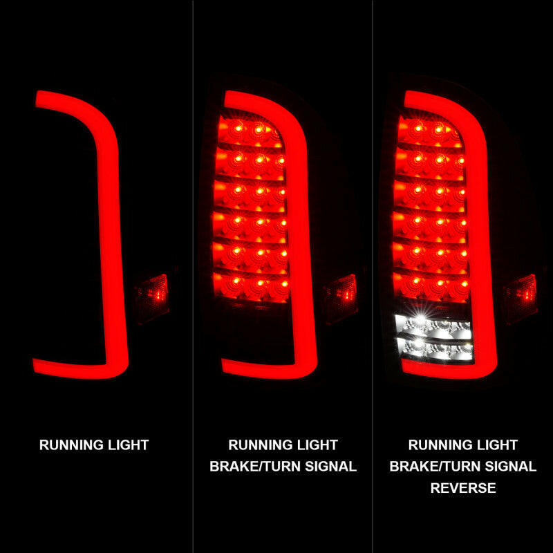 ANZO 05-15 Toyota Tacoma Full LED Tail Lights w/Light Bar Sequential Black Housing Clear Lens Tail Lights ANZO