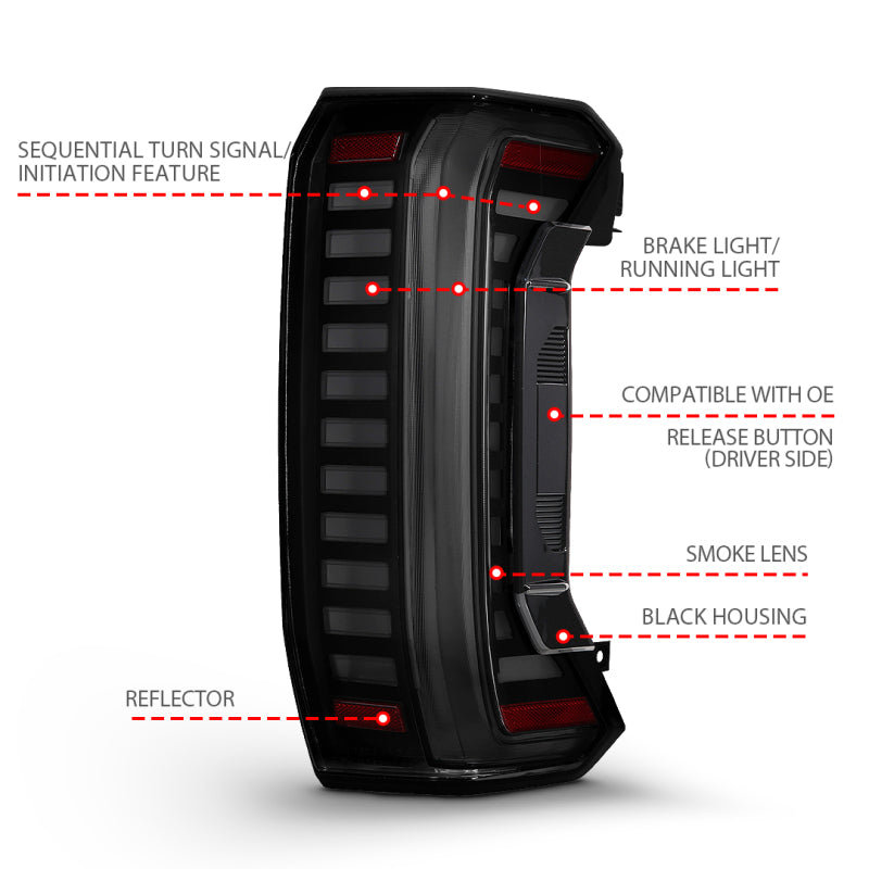 ANZO 22-24 Toyota Tundra Z-Series Full LED Tail Lights Smoke Lens Init/SeqSig- Pair Tail Lights ANZO
