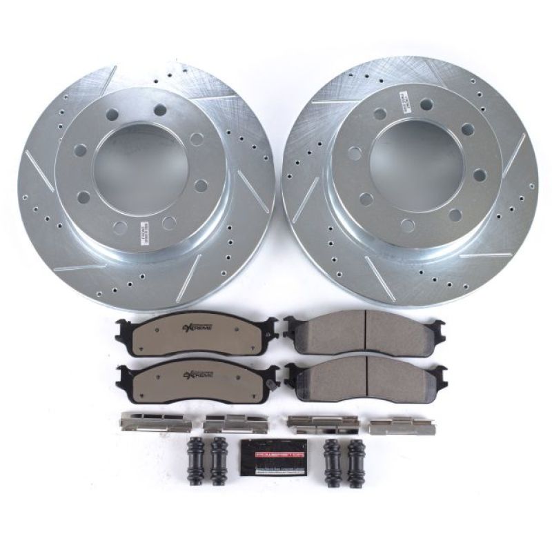 Power Stop 03-08 Dodge Ram 3500 Front Z36 Truck & Tow Brake Kit Brake Rotors - Slot & Drilled PowerStop