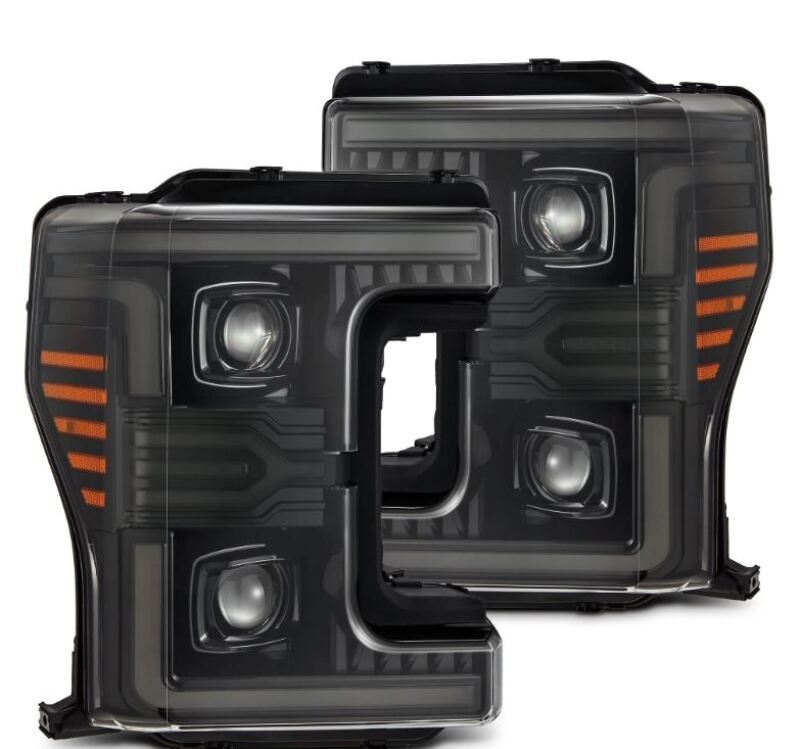 AlphaRex 17-19 Ford F-250/350/450/550 Super Duty LUXX-Series LED Proj Headlights Alpha-Blk SS/SBDRL Headlights AlphaRex