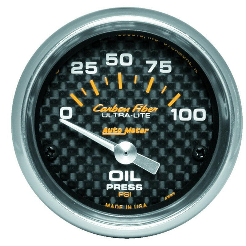 Autometer Carbon Fiber 52mm 100 PSI Electronic Oil Pressure Gauge Gauges AutoMeter