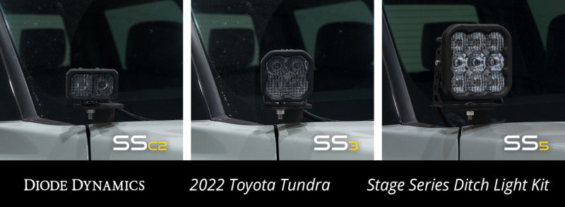 Diode Dynamics 2022 Toyota Tundra C2 Sport Stage Series Ditch Light Kit - White Combo Light Accessories and Wiring Diode Dynamics