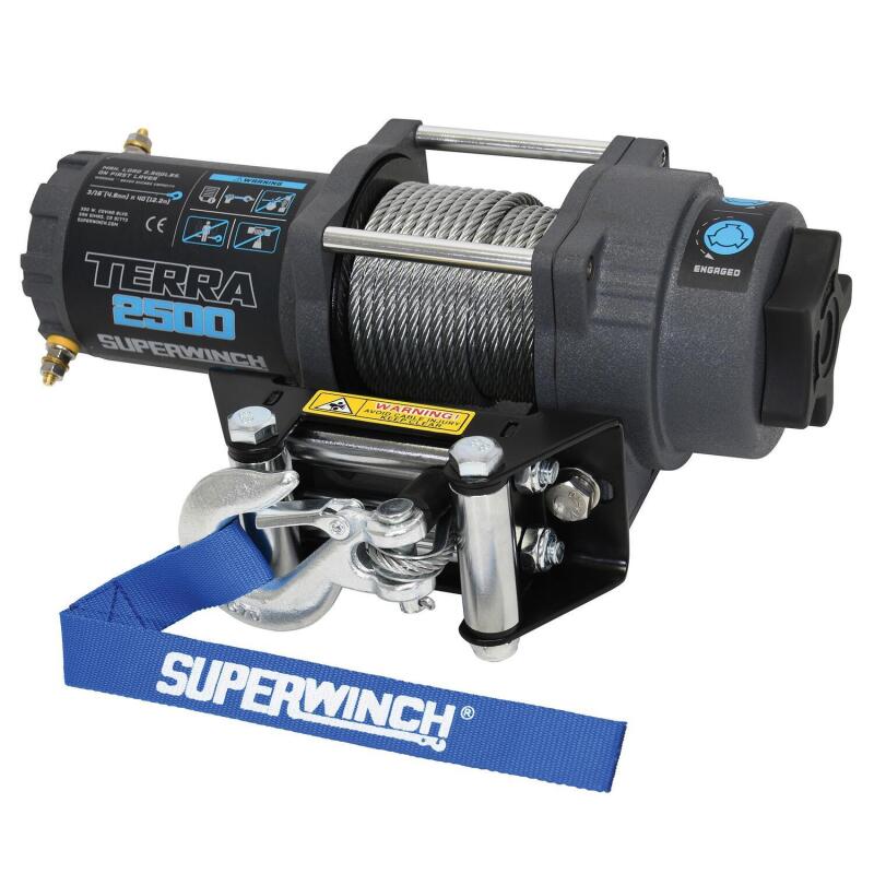 Superwinch 2500 LBS 12V DC 3/16in x 40ft Steel Rope Terra 2500 Winch - Gray Wrinkle Winches Superwinch