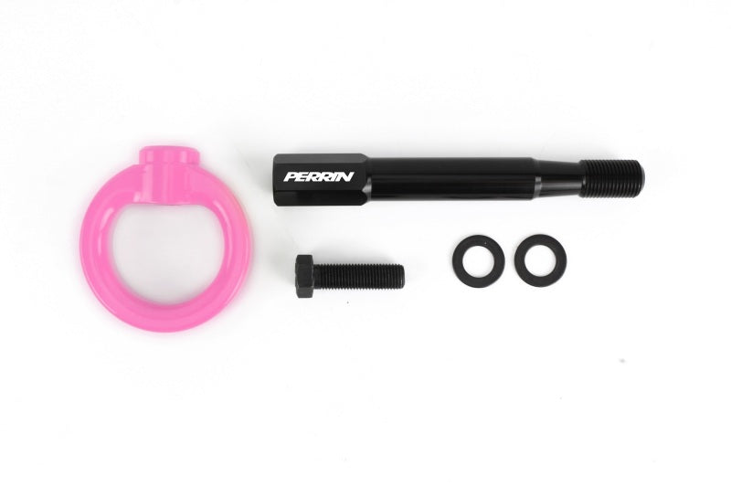 PERRIN 08-14 Subaru WRX/STI (Hatchback) Tow Hook Kit (Rear) - Hyper Pink Tow Hooks Perrin Performance
