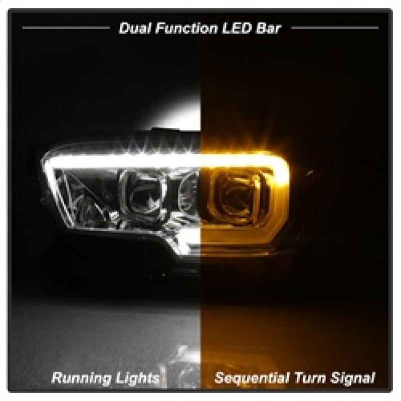xTune Toyota Tacoma 16-18 DRL Light Bar Projector Headlights - Chrome PRO-JH-TTA16-LBDRL-C Headlights SPYDER