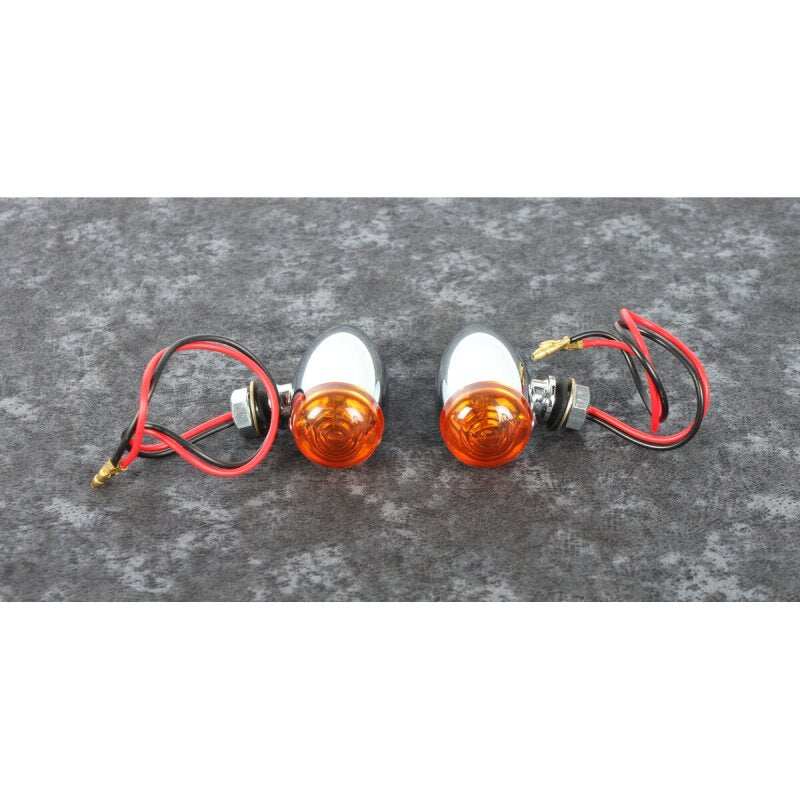 Bikers Choice 1 Inch Dia Chrome Smooth Bullet Marker Light Dual Filament Amber Lens Pr Universal Light Bars & Cubes Bikers Choice