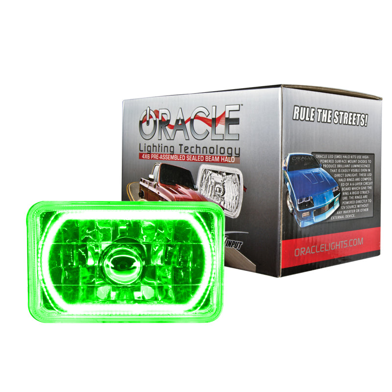 Oracle Pre-Installed Lights 4x6 IN. Sealed Beam - Green Halo Headlights ORACLE Lighting