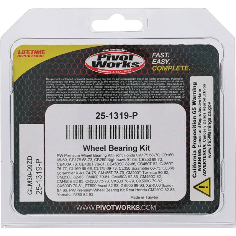 Pivot Works Honda, Yamaha Wheel Bearing Kit Premium Bearings Control Arms Pivot Works