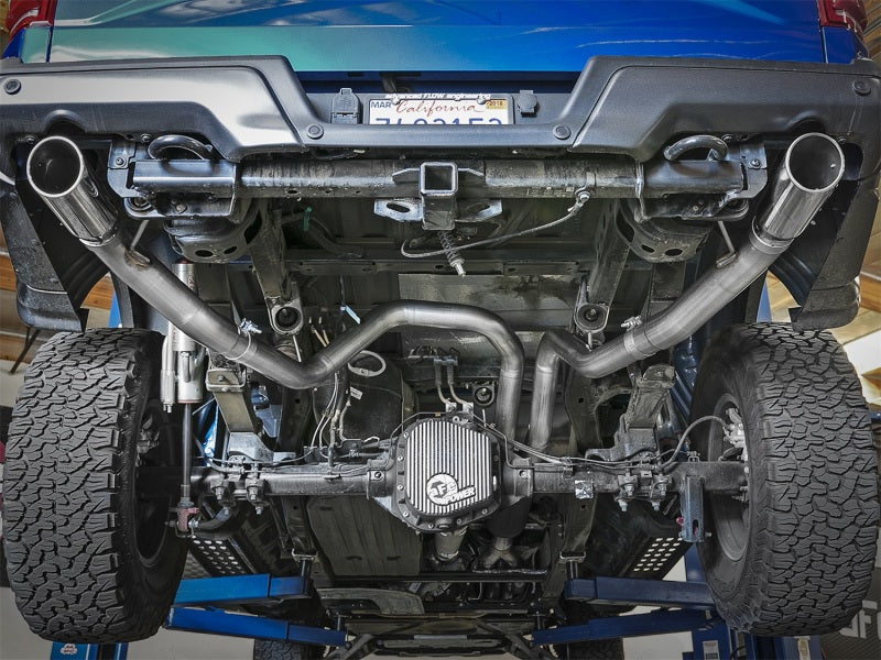 aFe MACHForce-XP 3in to 3-1/2in 304 SS Cat-Back Exhaust w/Polished Tips 17-18 Ford F-150 Raptor 3.5L Catback aFe