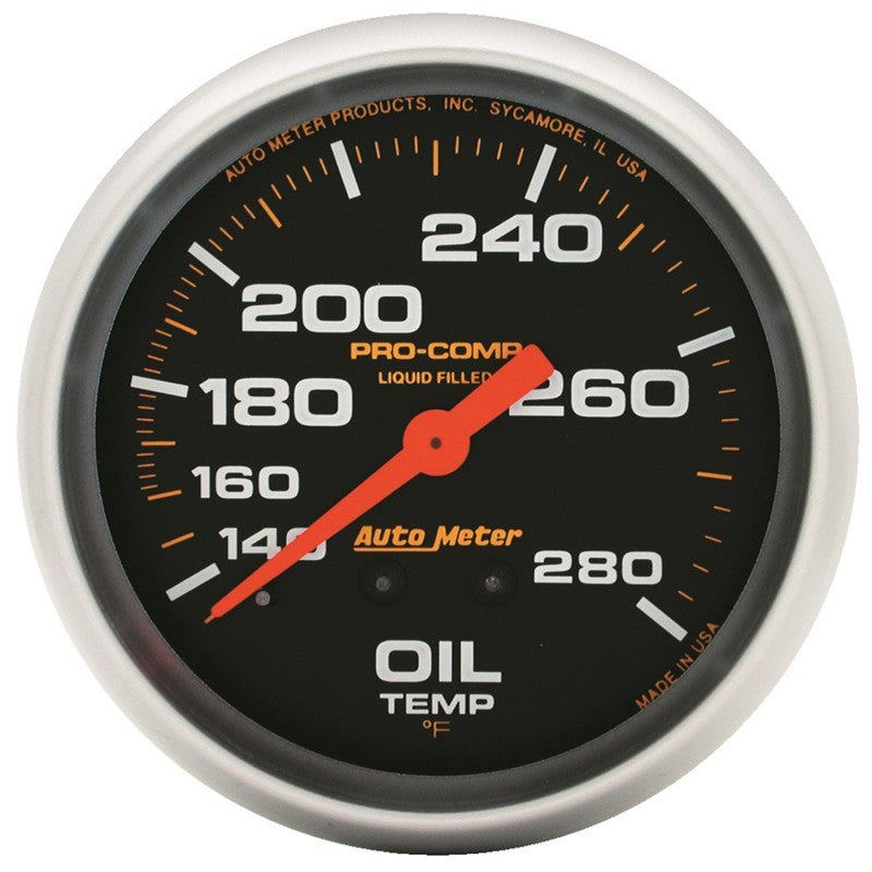 Autometer Liquid Filled Mechanical 66.7mm 140-280 deg F Oil Termperature Gauge Includes 6 ft Tubing Gauges AutoMeter