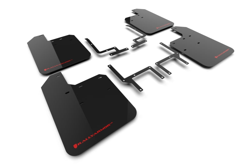 Rally Armor 2018+ Jeep Wrangler Rubicon JL Black UR Mud Flap w/ Red Logo Mud Flaps Rally Armor