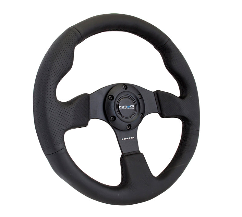 NRG Reinforced Steering Wheel (320mm) Black Leather w/Black Stitching Steering Wheels NRG