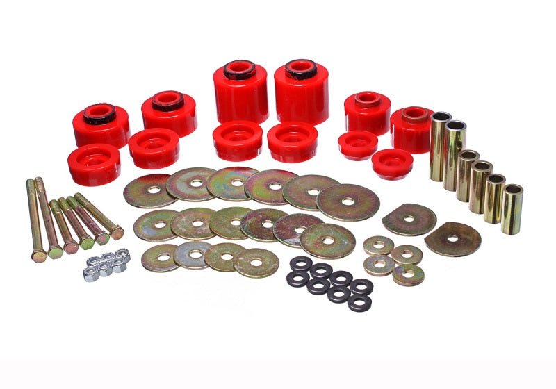 Energy Suspension 80-96 Ford F-150/250/350 Red Body Mount Set Includes Hardware Bushing Kits Energy Suspension
