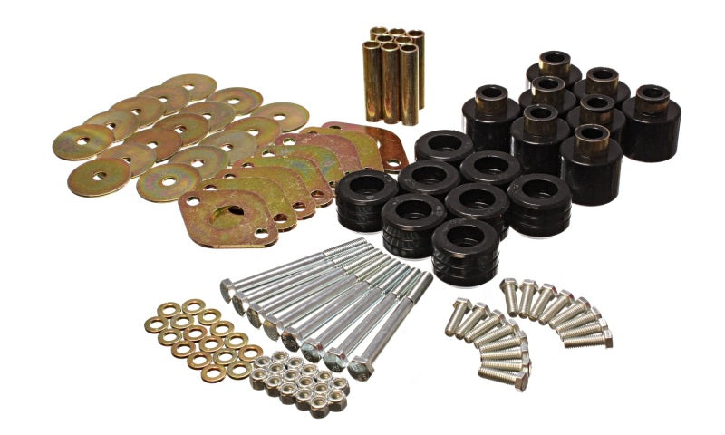 Energy Suspension Body Mount Set 1in Lift W/Hardware - Black Bushing Kits Energy Suspension