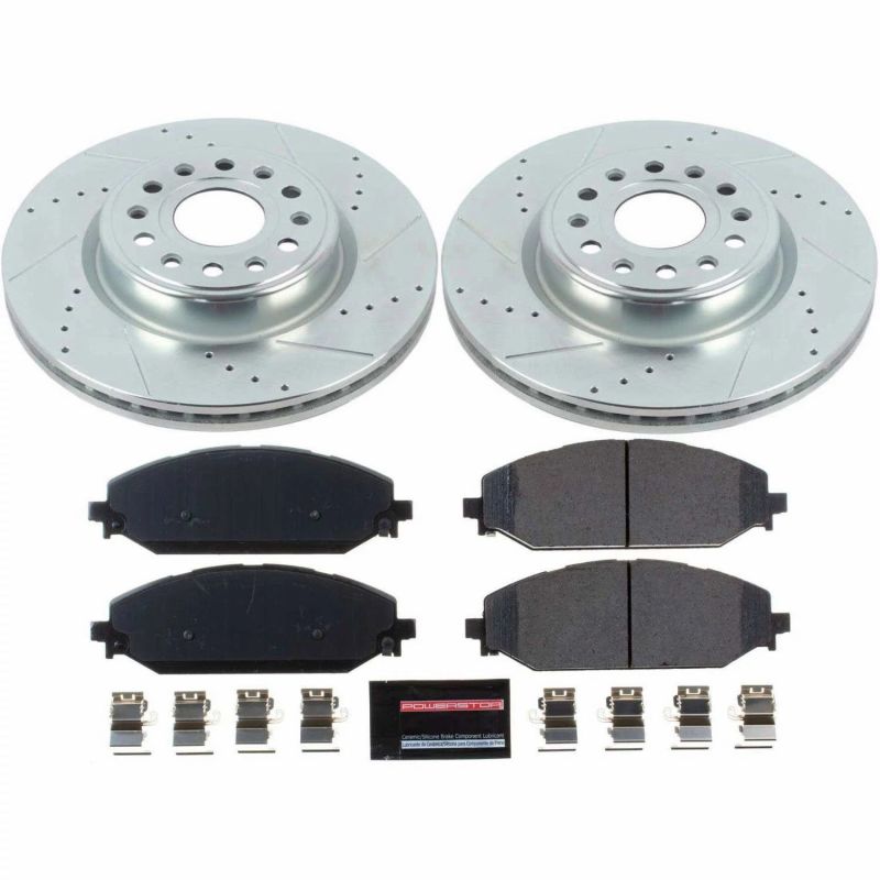 Power Stop 20-22 Ram 1500 Front Z23 Evolution Brake Kit Brake Rotors - Slot & Drilled PowerStop