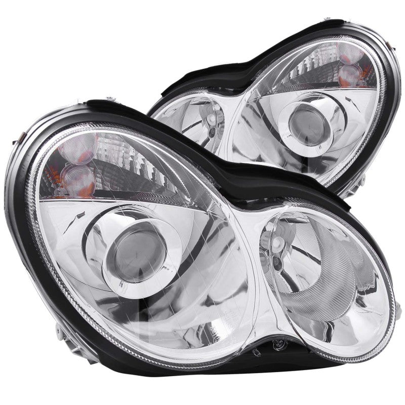 ANZO 2001-2007 Mercedes Benz C Class W203 Projector Headlights Chrome Headlights ANZO