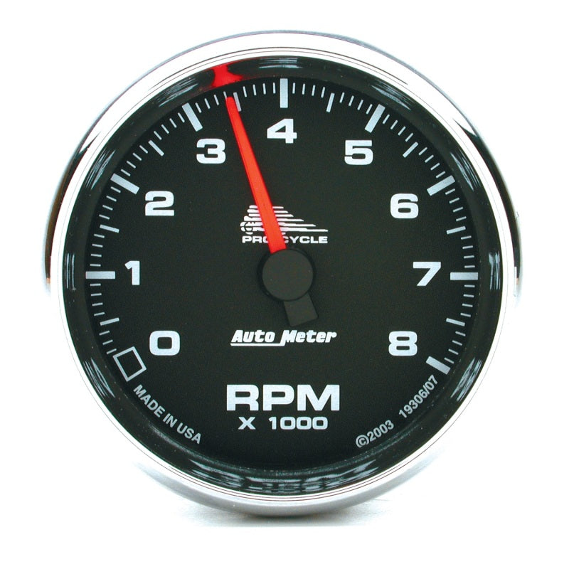Autometer Pro-Cycle Gauge Tach 2 5/8in 8K Rpm 2&4 Cylinder Black Gauges AutoMeter