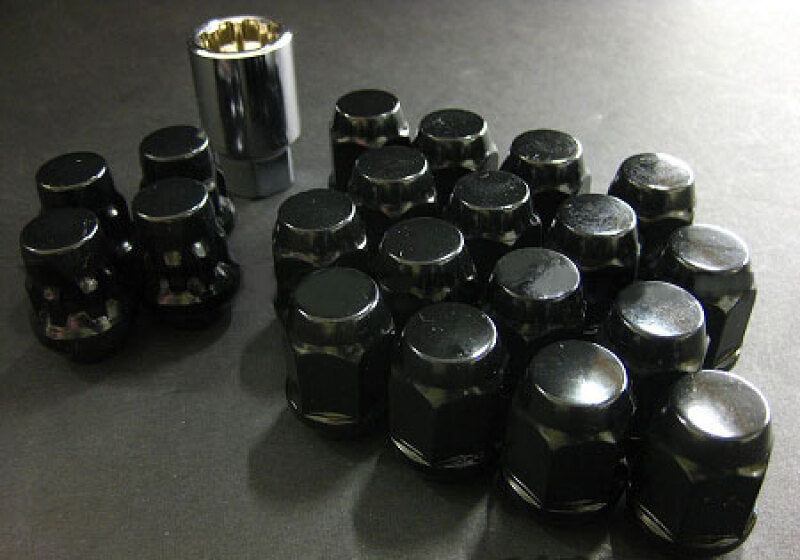 Project Kics 16 LUGS + 4 LOCKS Black Bullock And Nut Set - 12X1.50 Lug Nuts Project Kics
