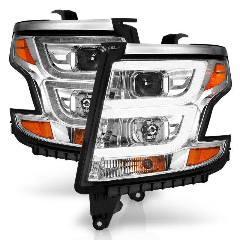 ANZO 2015-2020 Chevy Tahoe Projector Headlights Plank Style Chrome w/DRL Headlights ANZO