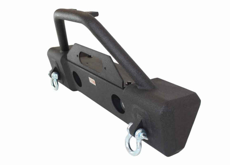 Fishbone Offroad 07-18 Jeep Wrangler JK Stubby Bumper W/Tube Guard - Black Texured Powdercoated Bumpers - Steel Fishbone Offroad