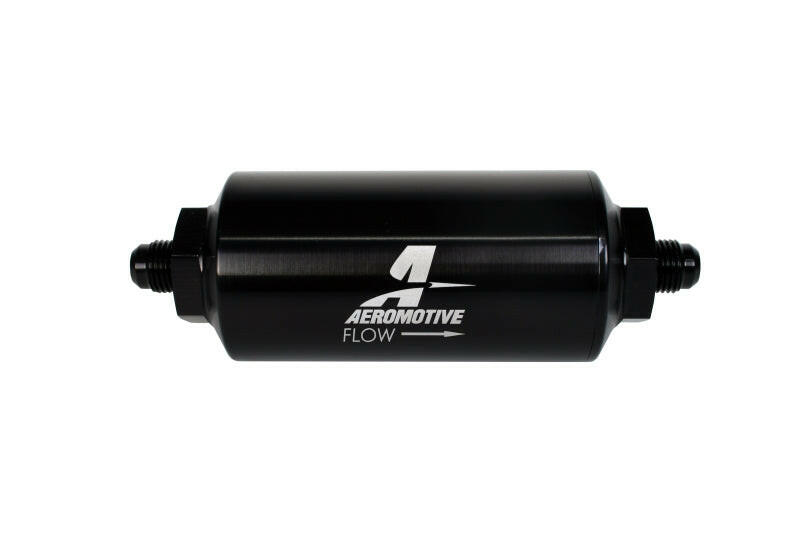 Aeromotive In-Line Filter - (AN-6 Male) 10 Micron Microglass Element Bright Dip Black Finish Fuel Filters Aeromotive