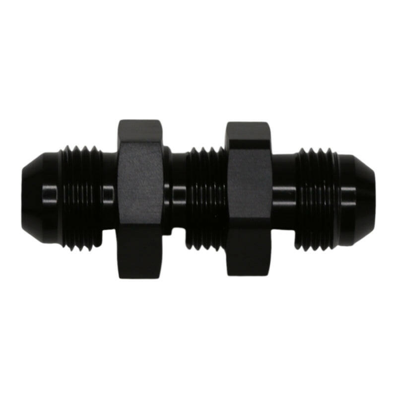 DeatschWerks 8AN Male Flare to 8AN Male Flare Bulkhead Adapter (Incl Nut) - Anodized Matte Black Fittings DeatschWerks