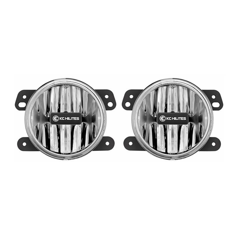 KC HiLiTES 10-18 Jeep JK 4in. Gravity G4 LED Light 10w SAE/ECE Clear Fog Beam (Pair Pack System) Fog Lights KC HiLiTES