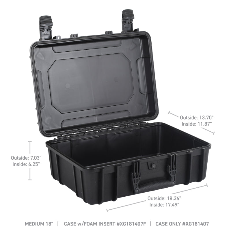 Go Rhino XVenture Gear Hard Case - Medium 18in. / Lockable / IP67 / Automatic Air Valve - Tex. Black Cargo Boxes & Bags Go Rhino