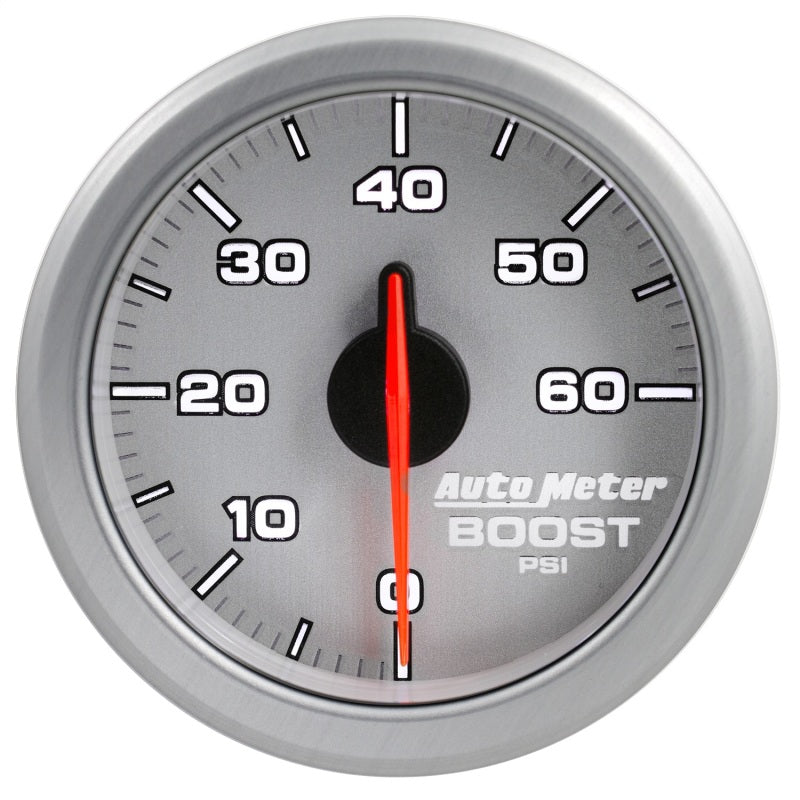 Autometer Airdrive 2-1/6in Boost Gauge 0-60 PSI - Silver Gauges AutoMeter