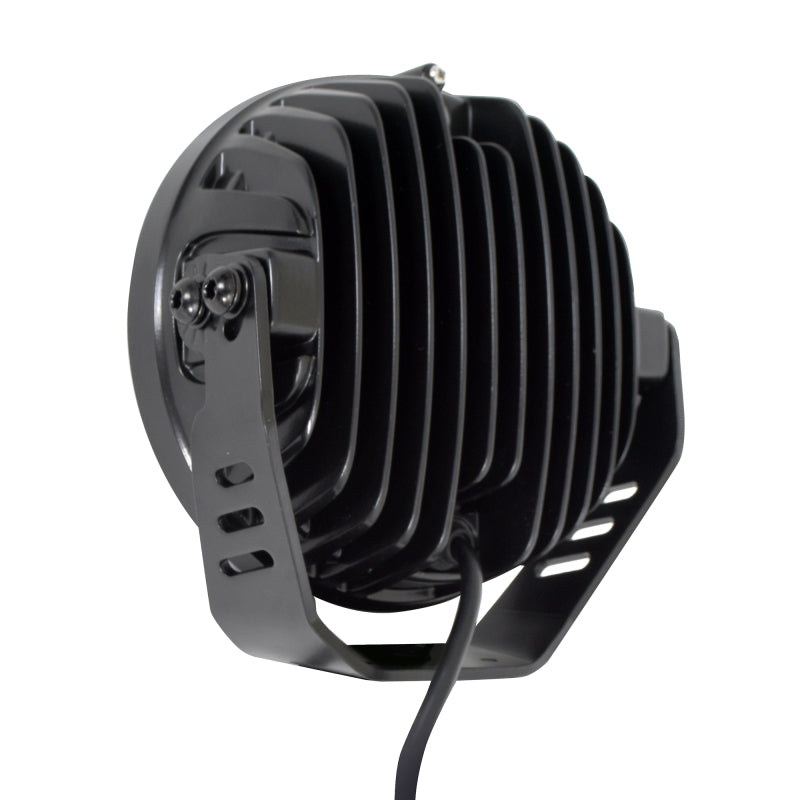 Go Rhino Xplor Blackout Series Round LED Driving Light w/DRL (Surface/Threaded Stud Mnt) 7in. - Blk Light Bars & Cubes Go Rhino