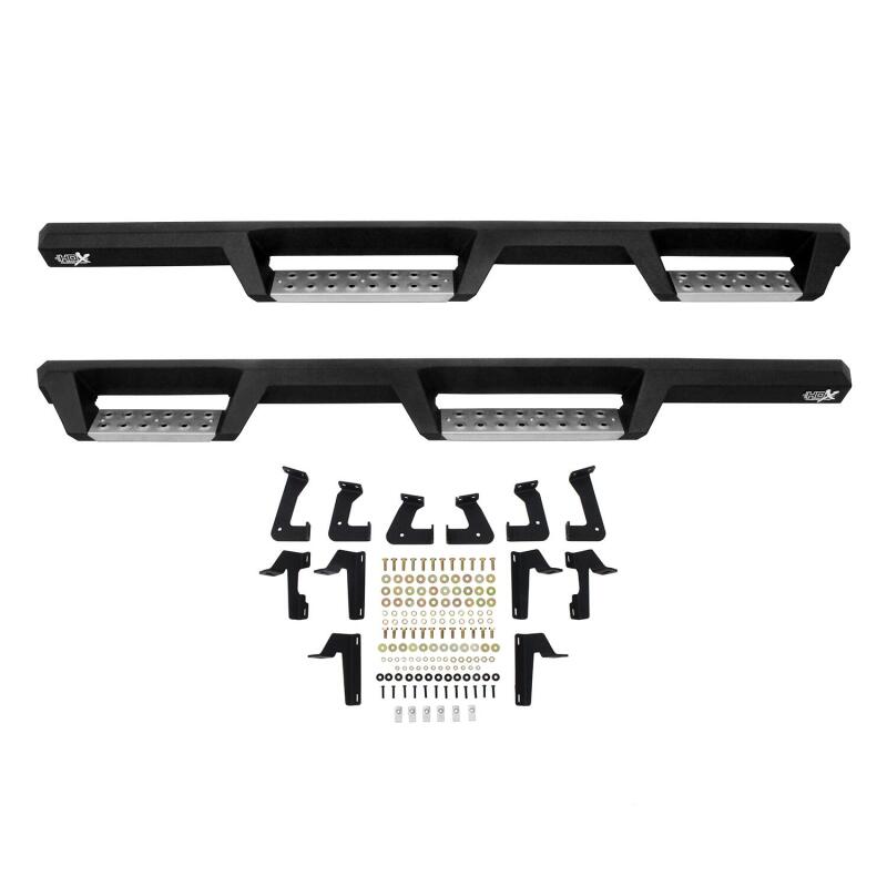 Westin 07-18 Jeep Wrangler JKU 4dr. HDX Stainless Drop Nerf Step Bars - Tex. Blk Nerf Bars Westin