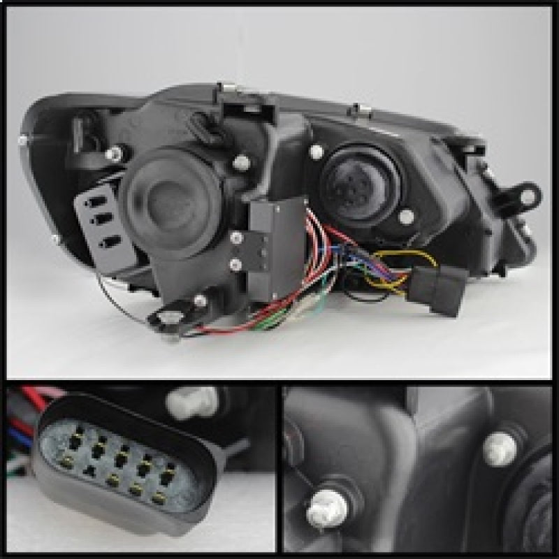 Spyder Volkswagen Jetta 11-14 Projector Headlights Halogen Light Tube DRL Blk PRO-YD-VJ11-LTDRL-BK Headlights SPYDER