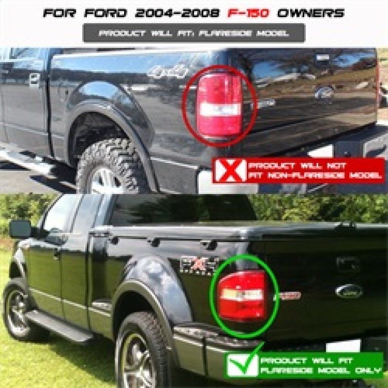 Spyder Ford F150 Flareside 04-08 Euro Style Tail Lights Black ALT-YD-FF15004FS-BK Tail Lights SPYDER
