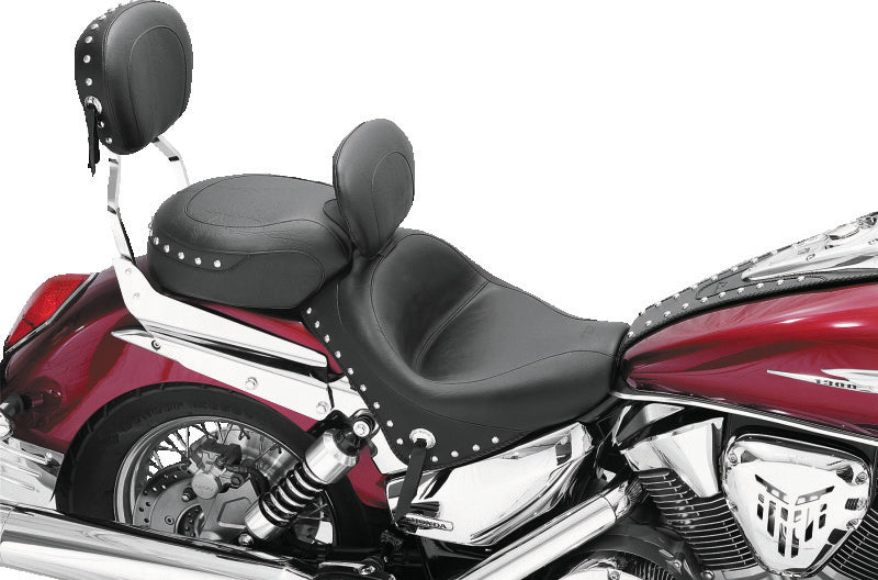 Mustang 02-09 Honda VTX1300 Retro, S ,T Wide Touring 2PC Seat w/Driver Backrest Studs - Black Two-Piece Motorcycle Seats Mustang Motorcycle