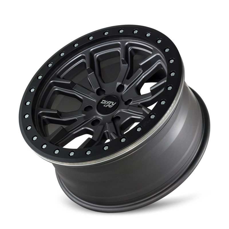 Dirty Life 9303 DT-1 17x9/5x114.3 BP/-12mm Offset/72.6mm Hub Matte Gunmetal Wheel - Beadlock Wheels - Cast Dirty Life
