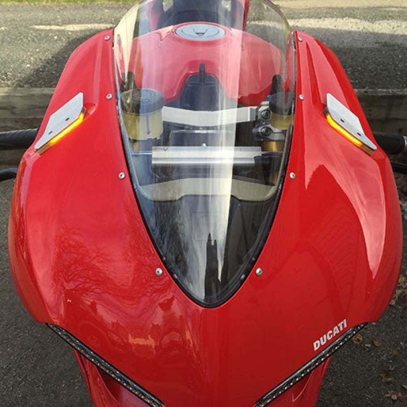 New Rage Cycles 15-19 Ducati 1299 Panigale Mirror Block Off Turn Signals Brushed Aluminum Lights Corner New Rage Cycles
