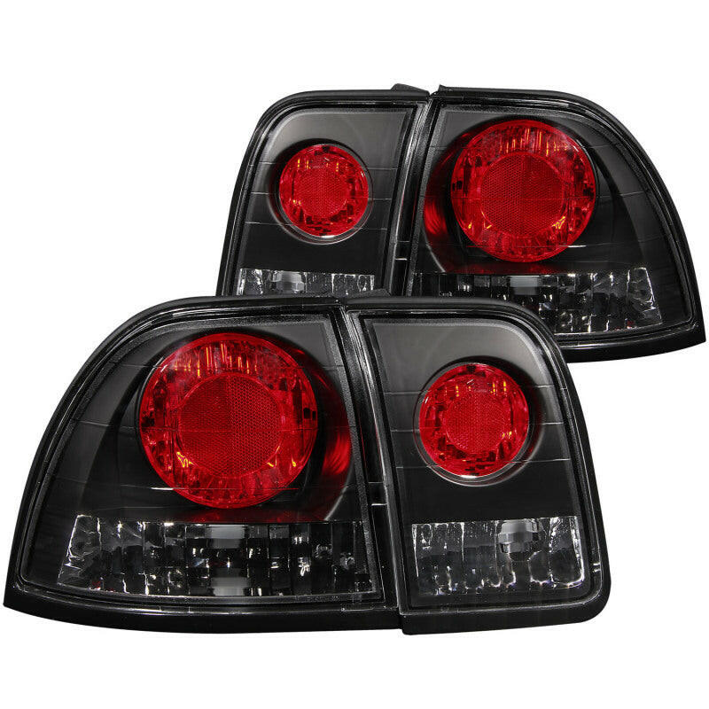 ANZO 1996-1997 Honda Accord Taillights Black Tail Lights ANZO
